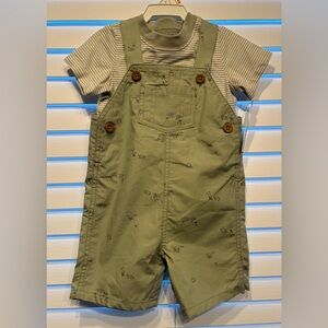 Carter's Green Overalls with Striped Tee